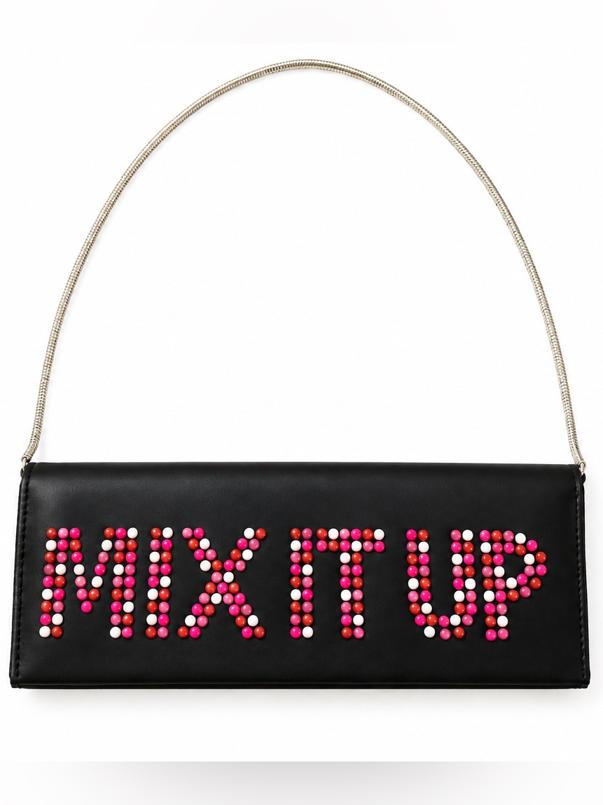 Kate Spade New York Mix It Up Y2k Beaded Clutch Shoulder Bag Black Gold